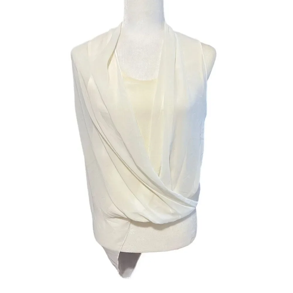 All Saints Draped Silk Sleeveless Top Sz Small 2 White. The Abi.